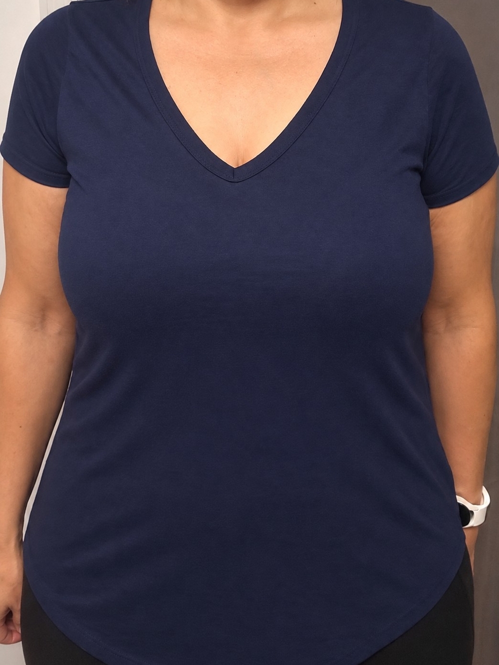 Torrid Navy V-Neck Short Sleeve Tee